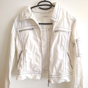 Sand White cotton jacket summer light zipper pockets 4 6 Island Cruise Vacation